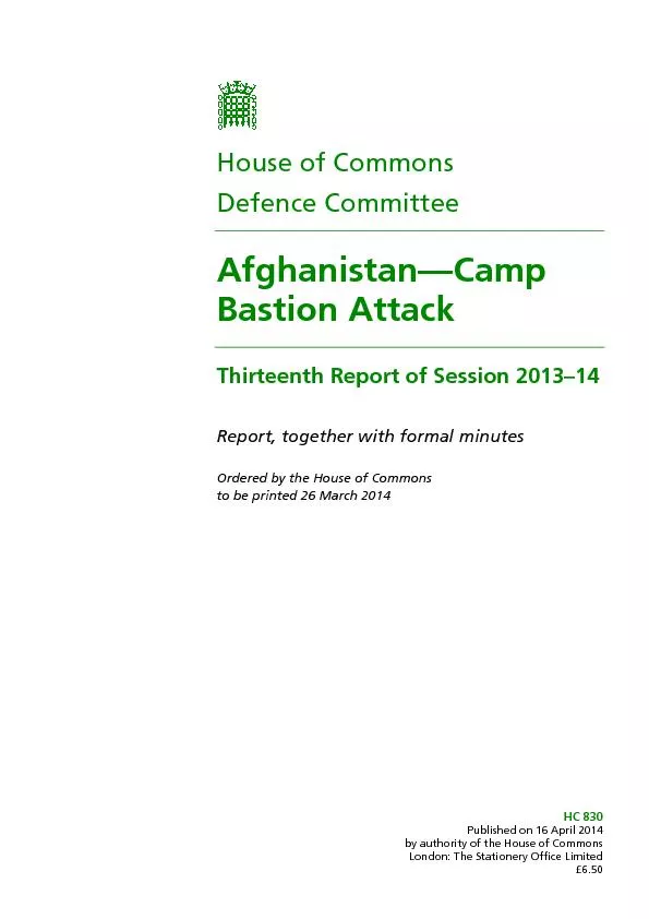 Published on 16 April 2014 by authority of the House of Commons London
