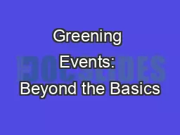 Greening Events: Beyond the Basics