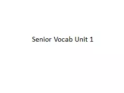 Senior Vocab Unit 1