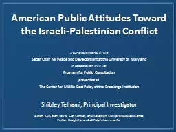 American Public Attitudes Toward the Israeli-Palestinian Co