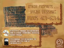 Minor Prophets … Major Message:
