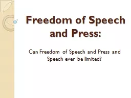 Freedom of Speech and Press: