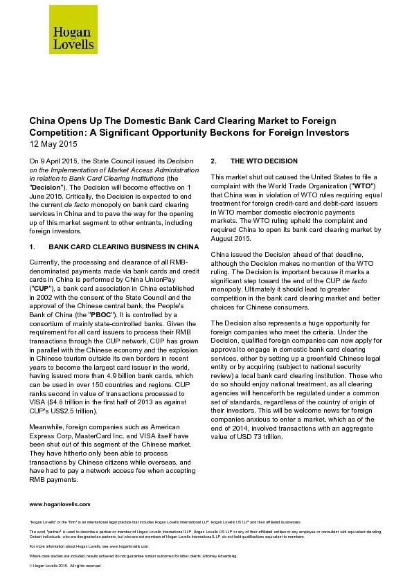 ChinaOpensUpTheDomesticBankCardClearingMarkettoForeign