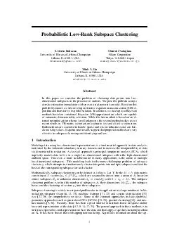 Probabilistic LowRank Subspace Clustering S