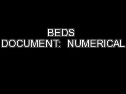 BEDS DOCUMENT:  NUMERICAL