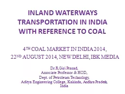 INLAND WATERWAYS TRANSPORTATION IN INDIA WITH REFERENCE TO