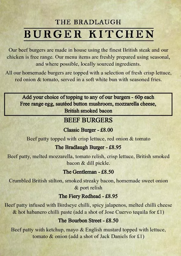 Our beef burgers are made in house using the finest British steak and