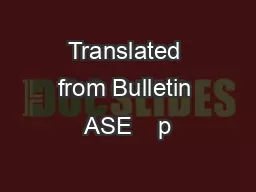 Translated from Bulletin ASE    p