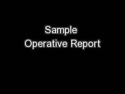Sample Operative Report