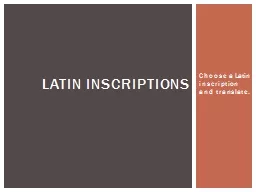 Choose a Latin inscription and translate.
