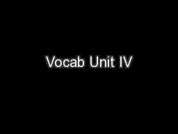 Vocab Unit IV