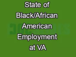 State of Black/African American Employment at VA
