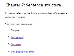Chapter 7: Sentence structure