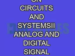 IEEE TRANSACTIONS ON CIRCUITS AND SYSTEMSII ANALOG AND DIGITAL SIGNAL PROCESSING VOL