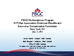 PBGC Multiemployer Program