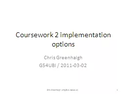 Coursework 2 implementation options