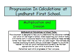 Progression In Calculations at Lyndhurst First School.