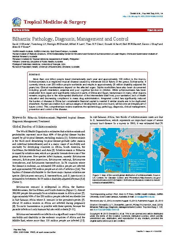 e World Health Organization estimates that schistosomiasis and and sv