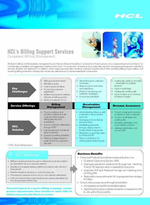 HCL's Billing Support ServicesCompetent Billing Management