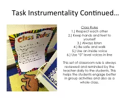 Task Instrumentality Continued…