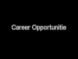 Career Opportunitie