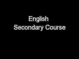 English Secondary Course