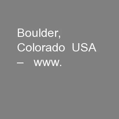 Boulder, Colorado  USA   –   www.