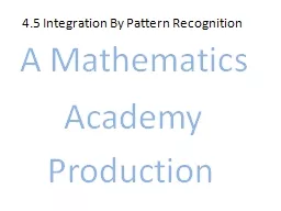 4.5 Integration By Pattern Recognition