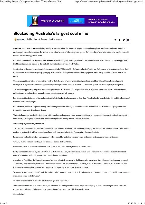 Blockading Australia's largest coal mine