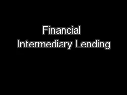 Financial Intermediary Lending