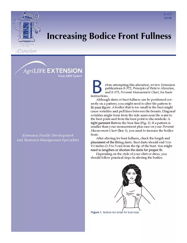 Increasing Bodice Front Fullnessand Resource Management SpecialistsPat
