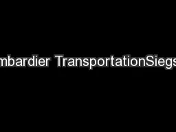 Bombardier TransportationSiegstra