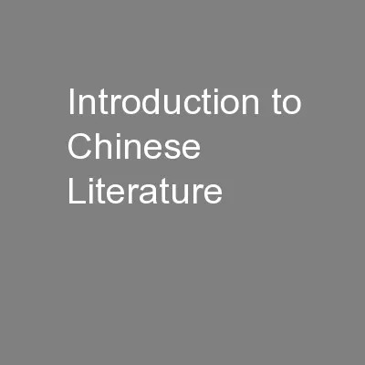 Introduction to Chinese Literature