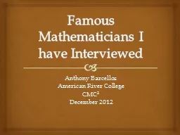 Famous Mathematicians I have Interviewed