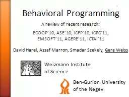 1 Behavioral Programming