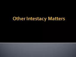Other Intestacy Matters
