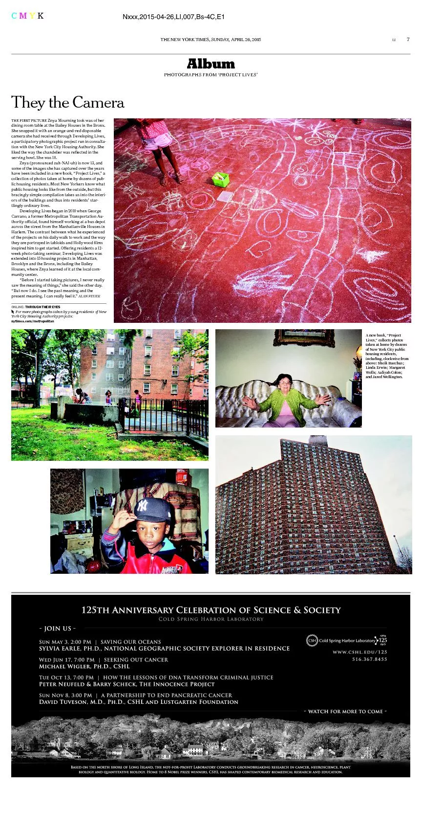 THE NEW YORK TIMES, SUNDAY,APRIL26, 2015THE FIRST PICTUREZnya Mourning