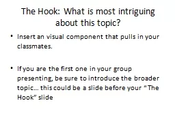 The Hook: What is most intriguing about this topic?