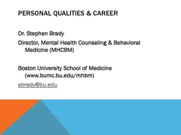 Personal Qualities & career