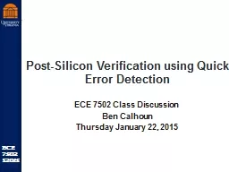 Post-Silicon Verification using Quick Error Detection