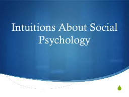 Intuitions About Social Psychology