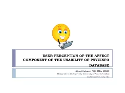 USER PERCEPTION OF THE AFFECT COMPONENT OF THE USABILITY OF