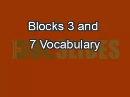 Blocks 3 and 7 Vocabulary