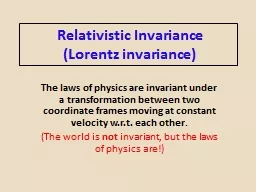 Relativistic Invariance