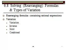 6.8  Solving (Rearranging) Formulas