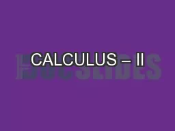 CALCULUS – II