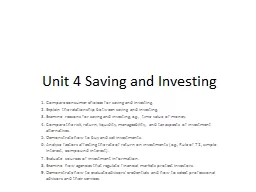 Unit 4 Saving and Investing