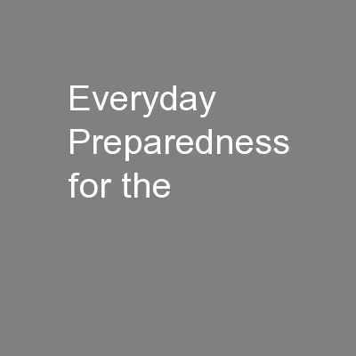 Everyday Preparedness for the