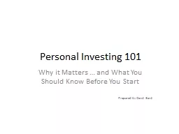 Personal Investing 101