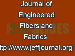 Journal of Engineered Fibers and Fabrics  http://www.jeffjournal.org V